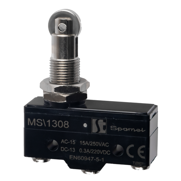 MS\1308 Мини-выключатель плунжер роликовый по продольной оси с креплением на панели